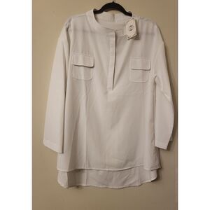 NWT La Mode White Button 3/4 Sleeve Pocket Blouse Women Plus Size‎ XXL Summer